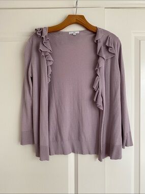 GAP Lilac Ruffle-Trim Open Cardigan